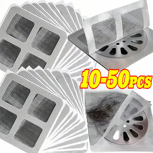 Effortless Hair Cleanup: 10/20/30Pcs Disposable Shower Drain Hair Catcher Mesh Stickers - Keep Your Shower Drains Clog-Free!