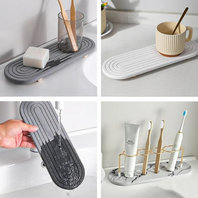 1Pcs Instant Dry Tray Board Soap Storage | Non Slip Diatom Mud Sink Tray Molds Resistant